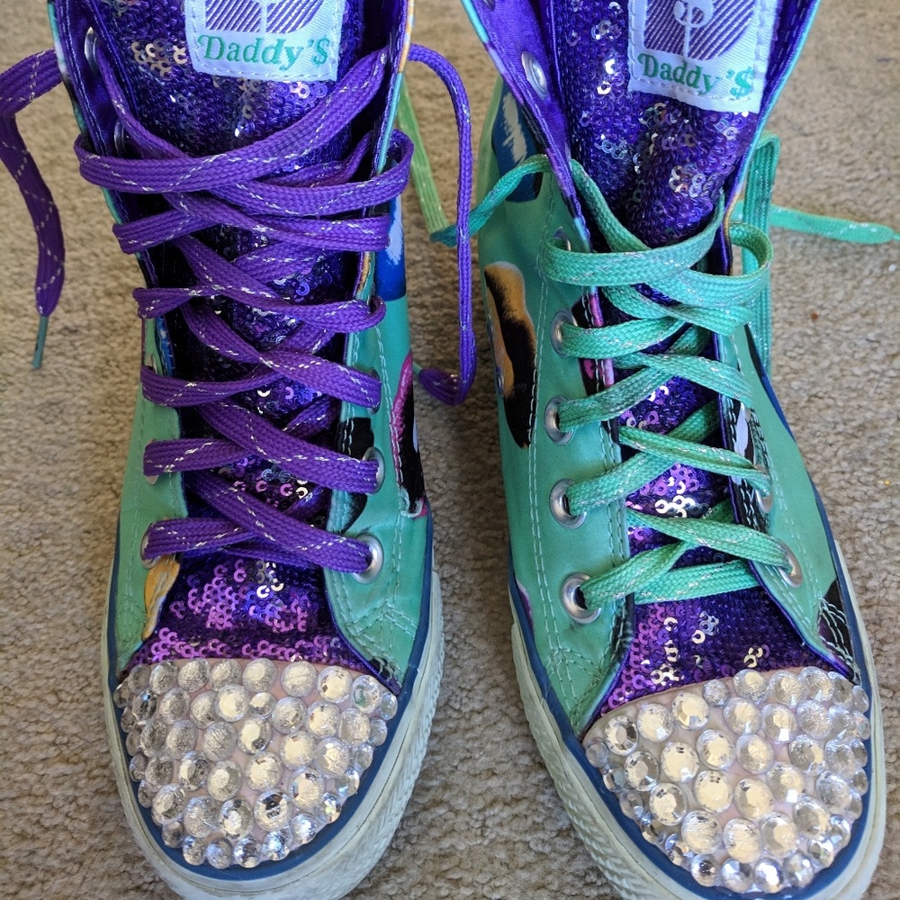 Daddy's$ Money Hightop Sneakers with Rhinestones